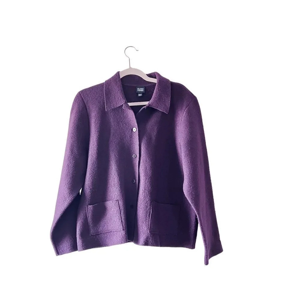 Eileen‎ Fisher Women's Burgundy Red 100% Wool Coat Medium